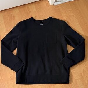 Sonoma Basic Black Pocket Crewneck Sweatshirt